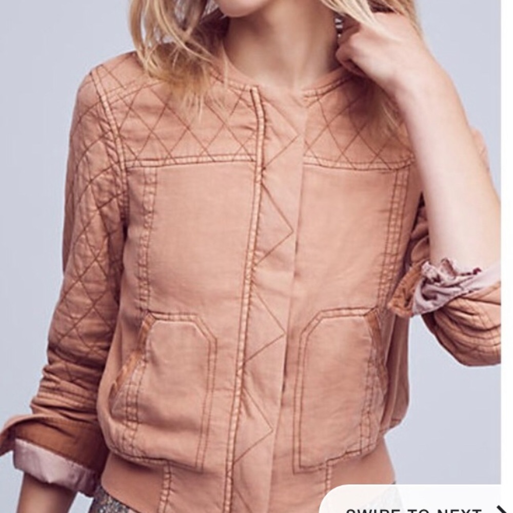 Anthropologie Hei Hei Peach Bomber Jacket Size M